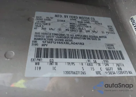 2008 Ford Expedition Xlt из США, поврежденный, VIN 1FMFU165X8LA04182